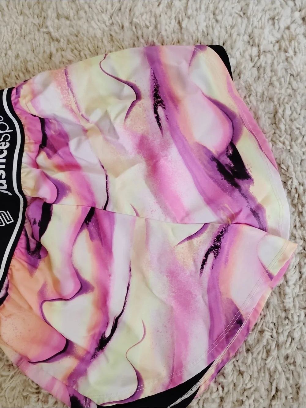Justice Fuchsia and Black Tie-Dye Athletic Shorts